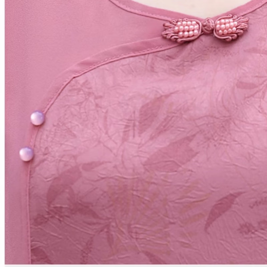 Ye Yi Middle-aged and Elderly Dresses, Mother-in-law and Mom Summer Dresses, 50-year-old fashionable middle-aged women's fake two-piece chiffon skirts 6625 pink 5XL Recommended 145-160Jin [Jin equals 0.5 kg]