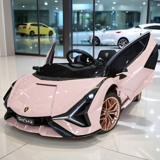 Xiaogazi children's electric car 2025 new four-wheeled car with remote control car for men and women baby toy car can seat a small person cream powder dual drive remote control self-driving swing leather seat