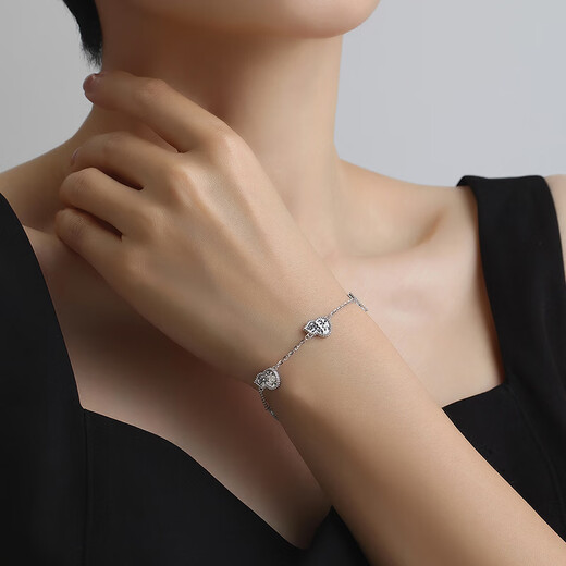 Ming brand jewelry platinum Pt950 white gold floating gourd bracelet gift for girlfriend BFK0058 chain length about 16+3 cm about 7.67 grams