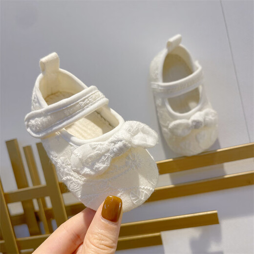 Ono seven-day baby toddler shoes spring and autumn baby lace princess shoes toddler color cotton newborn 100-day year-old cloth shoes without losing shoes baby toddler shoes lace bow 11cm inside