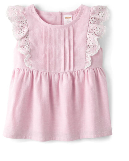 GYMBOReeGymboree Girls and Toddlers Butterfly Sleeve Eyelet Tank Top, Simple Pink Linen, 3 T Simple Pink Linen 3 T