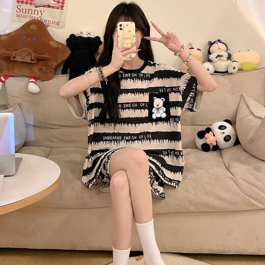 京濮飞夏季大码睡衣套装可爱卡通韩版女士家居服广州十三行 677紫库洛米 均码 4XL码【建议172-200斤】