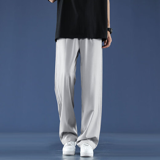 Foss Phil Ice Silk Casual Hosen für Männer im Frühling und Sommer dünne lockere, gerade drapierte atmungsaktive Sport im Freien im Freien. Trendy Brand 718-2060 Hellgrau 3xl [Vorgeschlagen 175-190jin [Jin ist gleich 0,5 kg]]