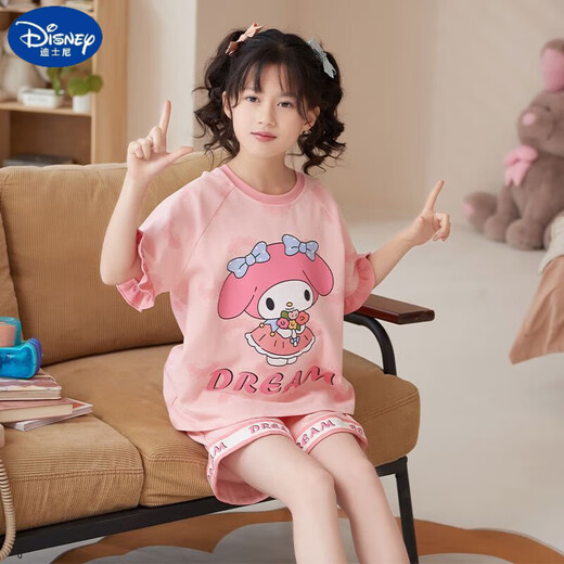迪士尼（Disney）甜美可爱女童家居服套装优质棉少女款夏季短袖短裤甜美睡衣女孩 687莫代尔 160 大童XL码 建议身高160-170CM