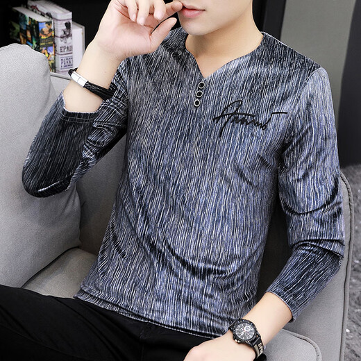 皮尔卡丹（pierre cardin）长袖T恤男秋季新款2025新款潮牌V领卫衣男装春秋款休闲打底衫潮 679卡其色 3XL 185