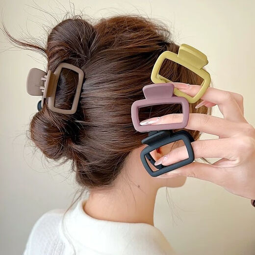 Hesiyu Korea's extremely simple square hairpin hair accessories shark clip for the back of the head with small hair volume small small clip for women's broken hair clip square small clip - black