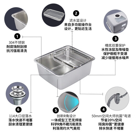 科勒（KOHLER）厨房水槽304不锈钢普罗台下式小单槽中岛台洗菜盆洗碗池3884T 小单槽厨盆丨不含水龙头
