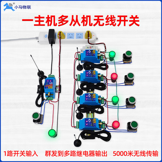 One-to-many remote control switch wireless transmission module industrial relay transceiver Pony IoT remote control 1 master 1 slave GA101-A-1 (1 channel/4G unlimited distance