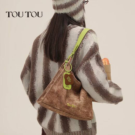 toutou抹茶托特包2025春季新款撞色大容量通勤质感百搭腋下大包包 现货奶油白春上新浅春穿搭