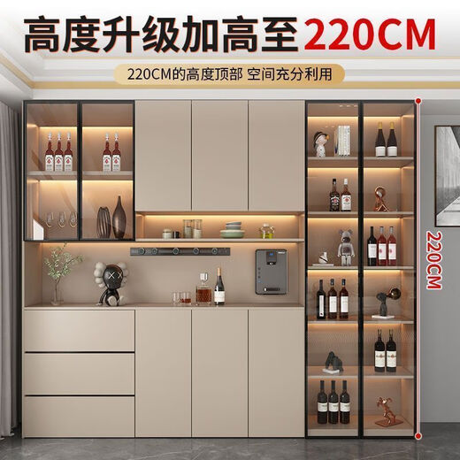 哩也波哩也实木餐边柜靠墙多功能一体柜餐厅厨房简约现代定制 活动二奶咖色 送货入户包安 款式12240*40*220