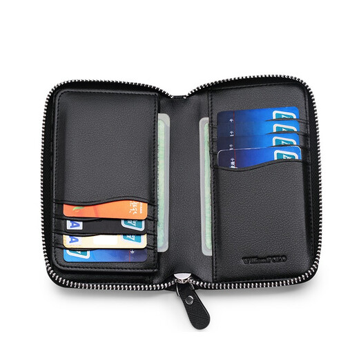 Kaiser Paul Ultra-dünner einfacher und modischer Kartenbeutel für Herren-Multi-Karten-Lederkartenbeutel für Herren-Kartenclip-Lederhülle Black Cross Muster/16 Karte/4 Sandwich
