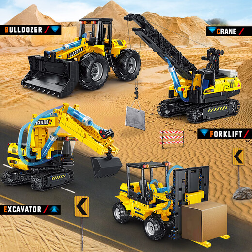 LEGO Engineering Truck Excavator Hidráulico Bulldozer Crane Asamblea de carretilla Morder