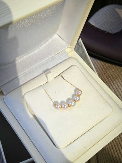Shengbei 6A almost flawless perfect circle Aurora 5-8mm seawater Akoya smile chain gypsophila clavicle chain sterling silver k gold chain k gold chain seawater akoya pearls