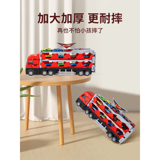 UOSO Children's Birthday Gift Alloy Engineering Vehicle Transformation Large Truck Track Ejection Car 6 Boys Toy 3 Years Old Large Size Transformation Ejection Large Truck 8 Alloy Cars