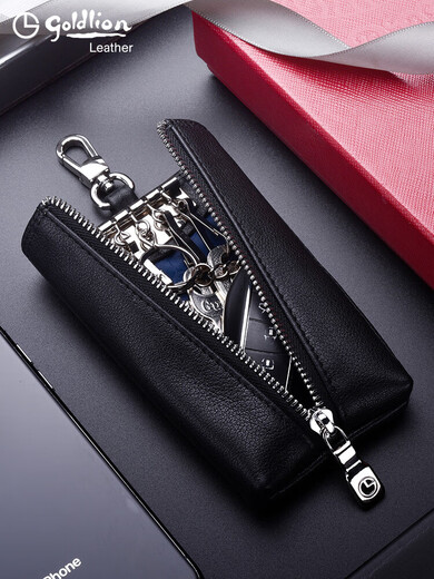 Goldlion Key Sac Men de taille en cuir de la glissière de la glissière en cuir masculin de la taille de la taille de la taille de la taille de la taille de la taille de vache de vache de vachette de vache