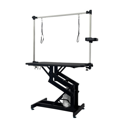 BAOHE DC Hydraulic Lifting Pet Grooming Table Grooming Table Dog Style Trimming and Blowing Pet Shop Special High-end Large and Medium Size 107*61cm Hydraulic Aluminum Side Single Arm Black and White