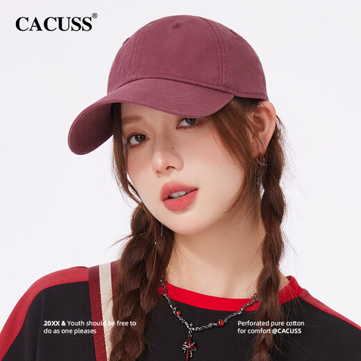 CACUSS帽子女棒球帽时尚简约休闲字母刺绣鸭舌帽显脸小四季男大头围酱紫