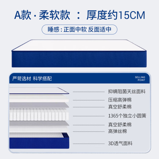 Haima Xiansun Haima Xiansun Caja de rollo comprimido Independiente Memoria de la memoria Matches de espuma Simmons Látex 1.8m2m2.2m Un estilo suave y grueso Tatami de 15 cm/para caja alta 1350 mm*1900 mm*1900 mm*