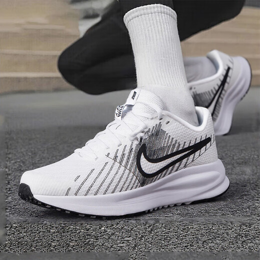 耐克（NIKE）男鞋 25夏季新款运动鞋透气网面鞋登山鞋休闲鞋缓震耐磨跑步鞋男 【软弹减震】102-白色黑勾/晒图退10 42 （内长265mm）