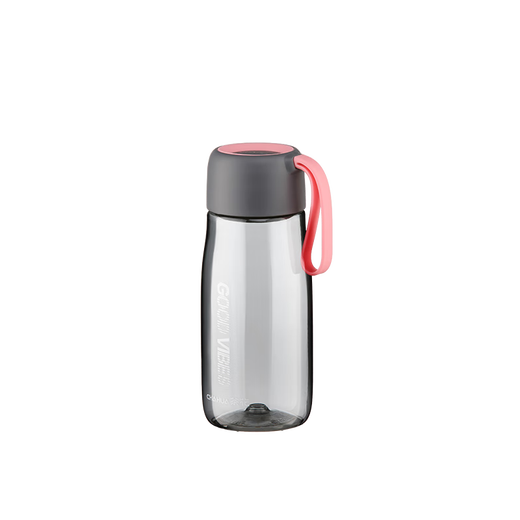 Tea wreath color plastic water cup for men and women, sports portable kettle, simple and fashionable portable rope cup with tea separator, pink rope - 520ml