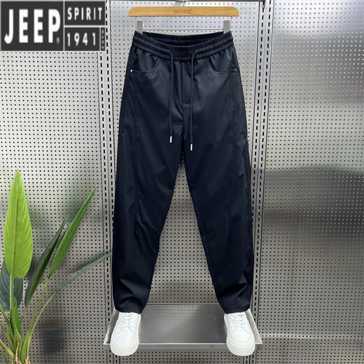 Jeep Spirit Summer Thin Style Trendy Vielseitig viel spleißloser Hose für Männer 2025 Neu lose einfache farbige Kleine Fußhose Khaki 098 M 95-120jin [Jin ist 0,5 kg]