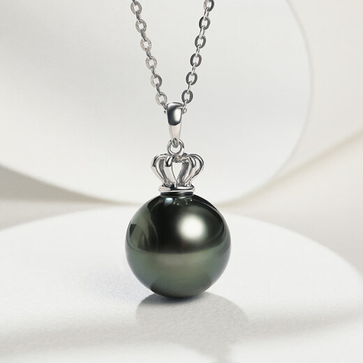 Pearl Queen (PearlQueen) Tahitian black pearls 18k gold seawater pearls as a gift to friends, perfect round, strong light, very slight imperfections, 12-13mm