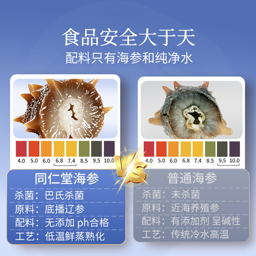 Tongrentang Beijing Tongrentang ready-to-eat sea cucumber Dalian Liaoning 3Jin Jin equals 0.5kg 24-30 pieces solid content over 80% sea cucumber gift box