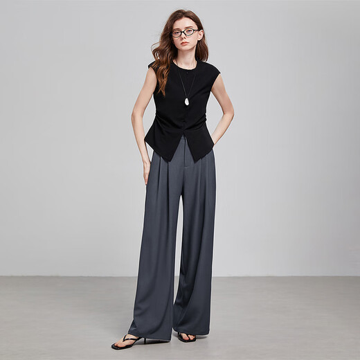 Chuyu pantalon décontracté pour les femmes au printemps 2025 Intelligence élevée Grey High Toop Tempage long Tempérament Pantalon de banlieue