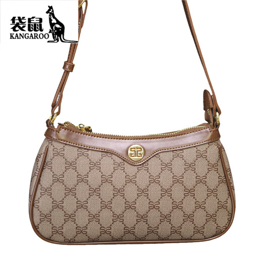 Kangaroo (KANGAROO) Luxury | Brand Genuine Leather Bag Women's Bag Shoulder Crossbody Bag 520 Valentine's Day Birthday Gift for Wife and Girlfriend Coffee Color Anniversary Birthday Gift for Girlfriend Wife Gift Box