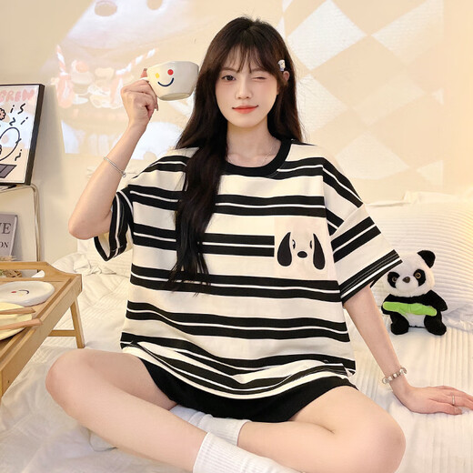 京濮飞夏季大码睡衣套装可爱卡通韩版女士家居服广州十三行 677紫库洛米 均码 4XL码【建议172-200斤】