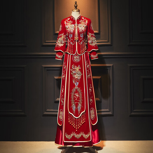 Baolian xiuhe boda boda boda 2024 boda otoño e invierno novia femenina vestida de boda china tostada de boda ropa de boda jeffrey ropa para hombres #velvet [bordado con llevado] (pareja de pareja s