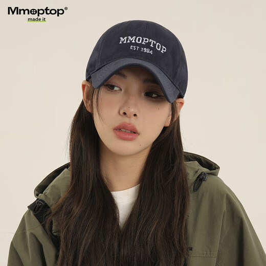 MMOPTOP Japanese washed retro four-season soft-top baseball cap showing face small unisex soft top big head duck bill hat for men and women