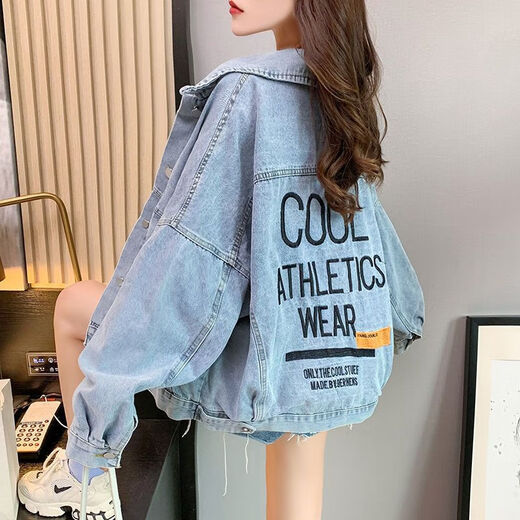GTYUWVG denim jacket for women internet celebrity trendy short loose and versatile spring and autumn new denim jacket for women top 9926# picture blue S suggested 80--100Jin [Jin equals 0.5 kg]