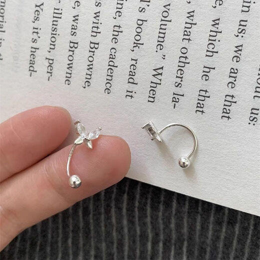 Wanmu s999 sterling silver earrings, butterfly earrings, new screws, exquisite sleeping ear piercing, no need to remove them, 9999 solid silver butterfly hook screw earrings, sterling silver, one pair