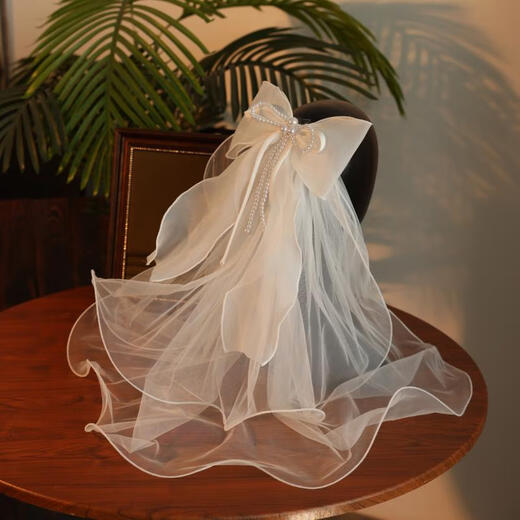 Brautkopfschmuck auf dem außer Kontrolle geratenen Prinzessin Hochzeitskleid, Registrierung Schleier doppelschichtiger Edge Hochzeitsbogen Hochzeitshaarzubehör 6623 Schleier (Haarkamm) unter 60 cm