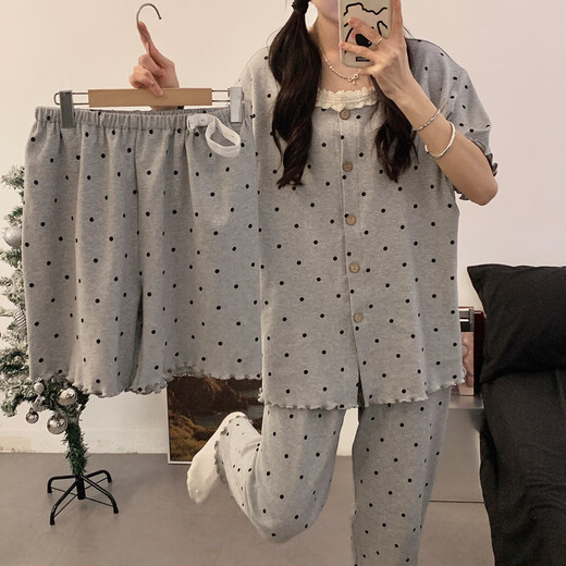 Yu Zhaolin (Yuzhaolin) 2025 Nouveau style en porcelaine de porcelaine Coton Configuration pour les femmes enceintes avec coussinets mammaires, pyjamas doux pendant la grossesse, shorts A13-3251 + 1506 pantalons, taille XL (120-140jin [Jin est égal à 0,5 kg]))
