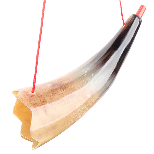CLCEY Natural Cow Cuerno Blowing Instrumento musical Presentado con artesanía para niños Propiedades de silbato National Singer Horn Vacada de vaca Pequeño Arco exterior de 16-19 cm