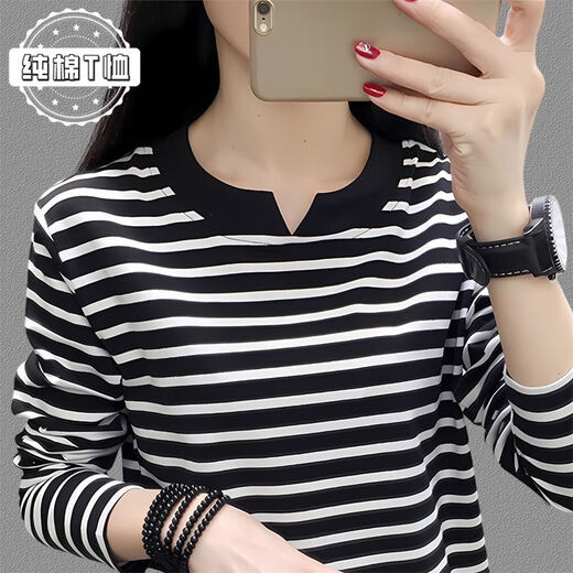 Guanmao Pei Collar de collar pequeño Camisa de manga larga para mujeres con camisa de base delgada suelta de gran tamaño 681 White - Camiseta de algodón 4xl recomendado 160-180Jin [Jin equivale a 0.5 kg] - Código de tarjeta para hacer una gran oportunidad
