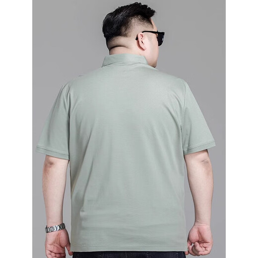 Large size short-sleeved polo shirt men's summer business casual plus fat enlarged loose versatile simple lapel T-shirt trendy-L07 black 5XL -Weight 190-210Jin Jin is equal to 0.5 kg
