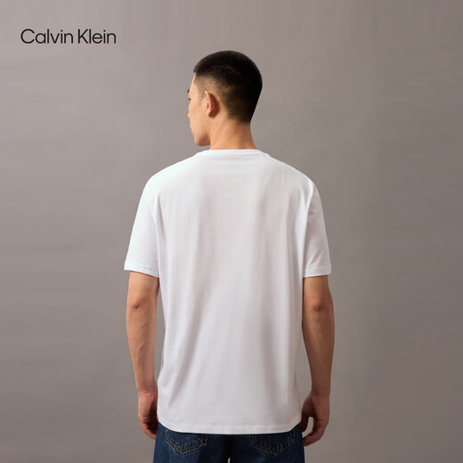 Calvin KleinJeans25 Spring and Summer Men's Casual Commuter ck Letter Print Pure Cotton Knitted Short Sleeve T-Shirt 4RB832G YAA-Moonlight White M