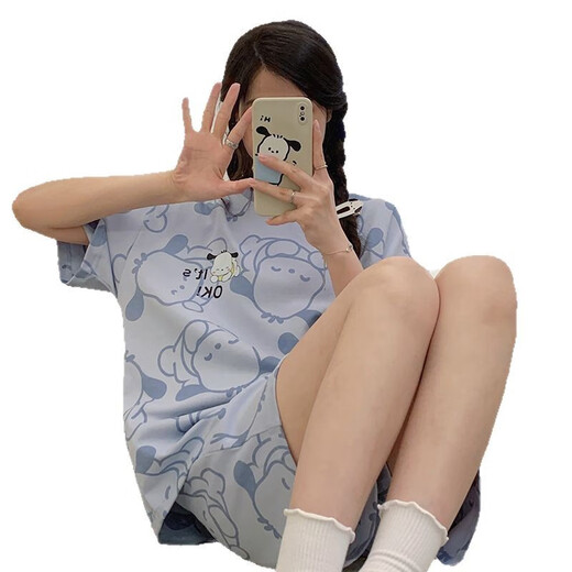 Jingpu fei Sommer großer Pyjamas für Frauen losen dünne Stil-Promi-Hauskleidung 200 Jin [Jin gleich 0,5 kg] kann getragen werden.