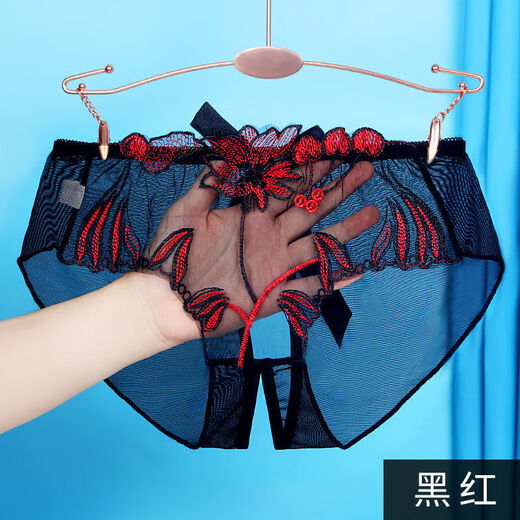 Yan Beiwei Modal sex fun, open crotch fat mm large size slit underwear for women, sexy lace embroidery, thong briefs, 838 purple, 1 strip 2XL [150-170Jin[Jin equals 0.5 kg]]
