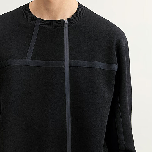 Sketch men's 2025 spring new sweater long-sleeved cardigan jacquard sweater round neck H-shaped casual simple 9P2310830 001 black M