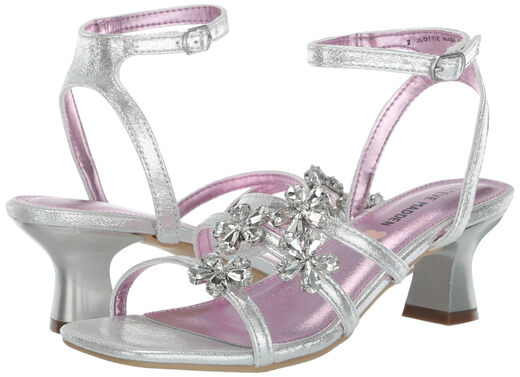 Steve Madden Girls' Shoes Lottie High Heel Sandals, Silver Silver 2 Little Kid