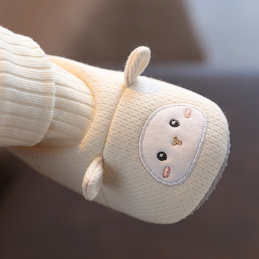 Feiyuejia baby shoes 0-1 years old, autumn and winter, male and female babies, 6-12 months, toddler cotton shoes and socks, soft sole newborn foot covers, bird blue cloth bottom, 1 pair, one size fits all, inner length 12cm, recommended for 6-12 months