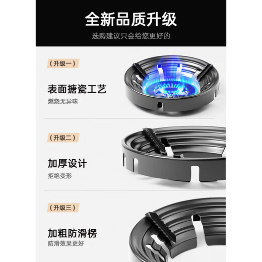 SUPOR universal gas stove windshield, extra thick gas stove energy-concentrating ring, anti-slip bracket, universal energy-saving ring, fire-concentrating hood to block wind, extra-thick enamel windproof cover - black, fire-concentrating anti-slip/99% universal style