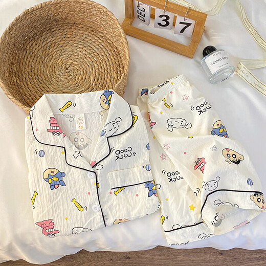卡通儿童睡衣女短袖短裤女孩2025新款夏季公主蜡笔小新女童家居服 754#柔软亲肤【短袖+短裤】 100 【8码】100-110CM 30-40斤