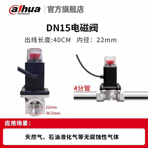DAHUA Dahua Gas Alarm Natural Liquefied Gas Anti-leak Detector Gas Emergency Cut-Off Solenoid Valve-12V-N15-Non-ROHS