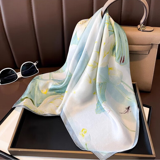 DHKZSTE SILK SCARF для женщин шелковидный шелк шелк шелк шелк 70 квадратных шарфов для шарфа для Дня матери для подруги, жены, матери и старейшин подарка на день рождения для китайского стиля Lotus
