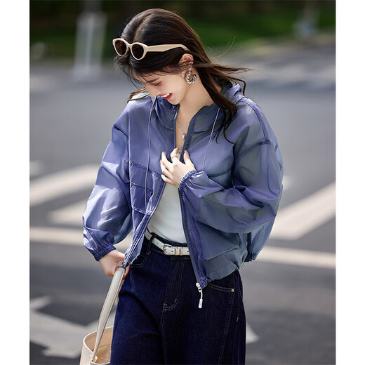 Shangjing -Jacke für Frauen im Sommer Neues Frauen leichter Freizeitspleißen im Freien leichte kurze Kurzjacke Kordel große Taschenschattierung Top